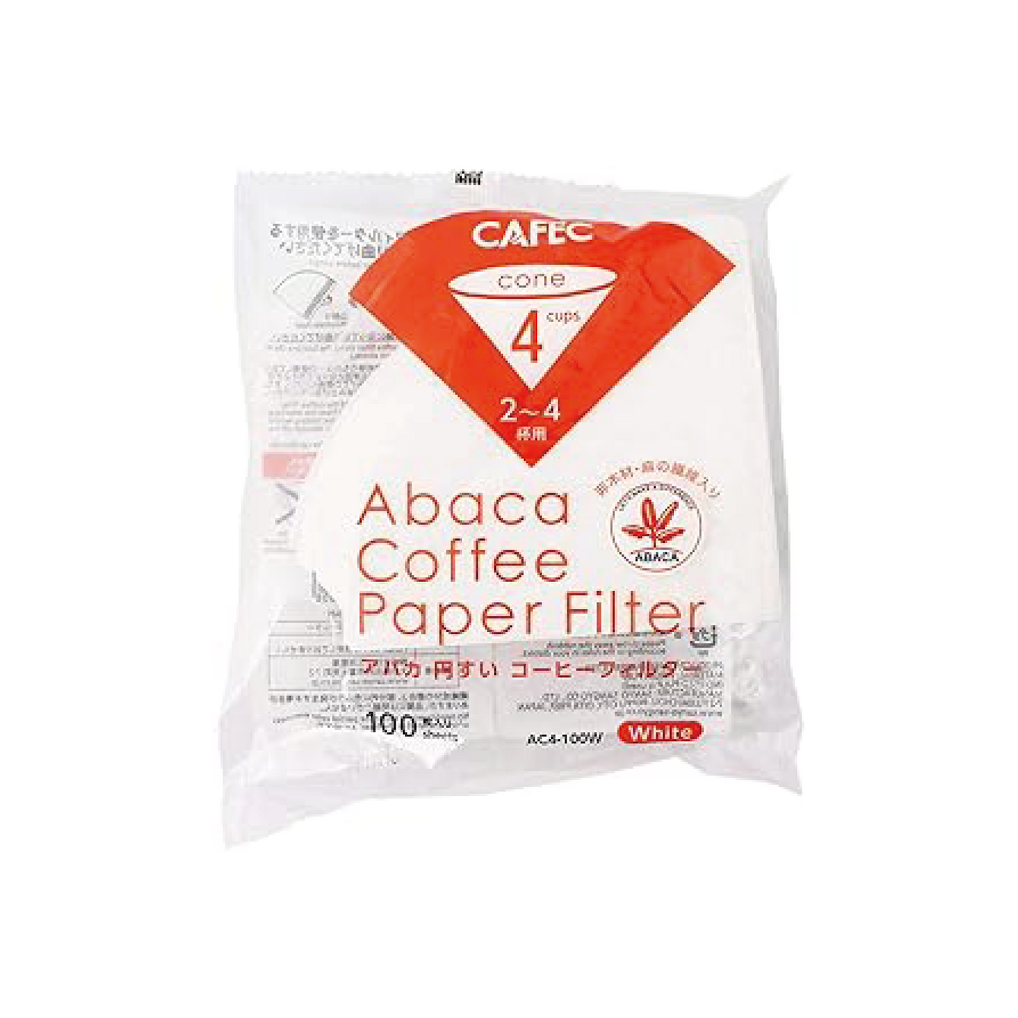 CAFEC Abaca Cone Filter for 2~4 Cups, 100 Pieces